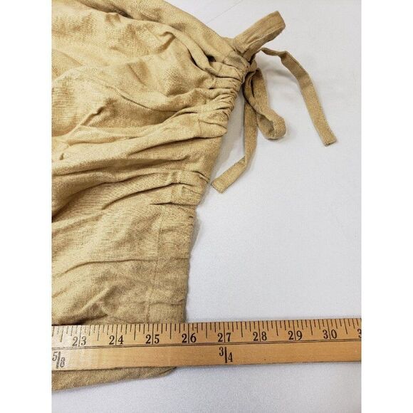 Fe Noel Womens Yoke Pants High Rise Drawstring Linen Blend Beige Sz 28 PLUS SIZE - Picture 9 of 9